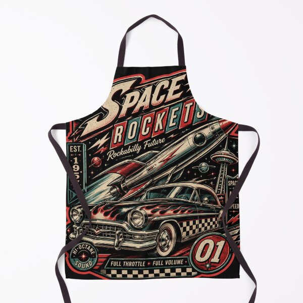 Item preview, Space Rockets Rockabilly Future Atomic Age Hot Rod Design designed and sold by ObsidianUruk.