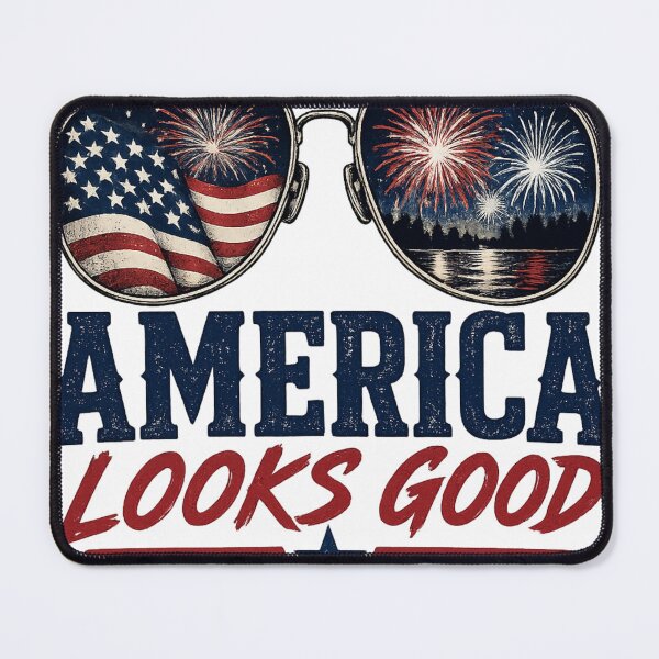 Item preview, America Looks Good Patriotic Sunglasses Fireworks USA Retro Graphic designed and sold by Mashacken.