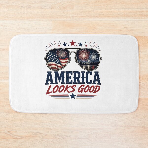 Item preview, America Looks Good Patriotic Sunglasses Fireworks USA Retro Graphic designed and sold by Mashacken.