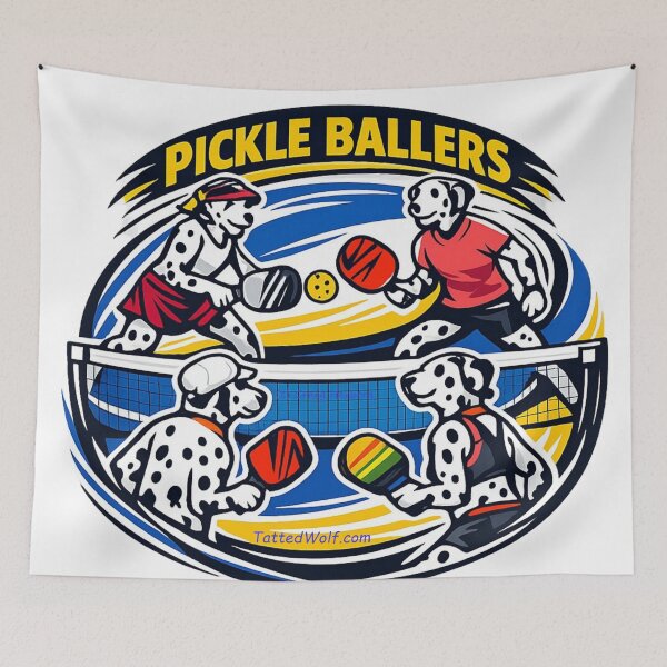 Item preview, Fun and Colorful Pickleball Logo designed and sold by TattedWolf.