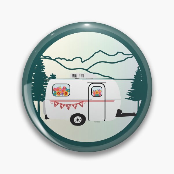 Item preview, Fiberglass Camper Travel Trailer in Mountains designed and sold by creativebeeshop.