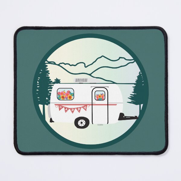 Item preview, Fiberglass Camper Travel Trailer in Mountains designed and sold by creativebeeshop.