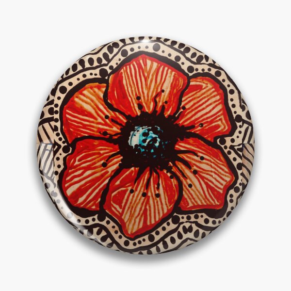 Item preview, hand drawn red poppy flower with line and dot work designed and sold by zoki55.