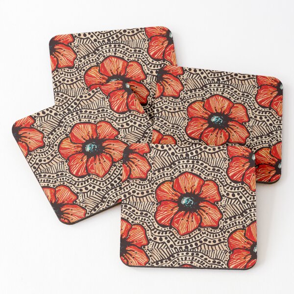 Item preview, hand drawn red poppy flower with line and dot work designed and sold by zoki55.