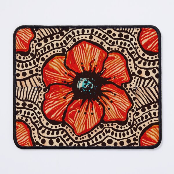 Item preview, hand drawn red poppy flower with line and dot work designed and sold by zoki55.