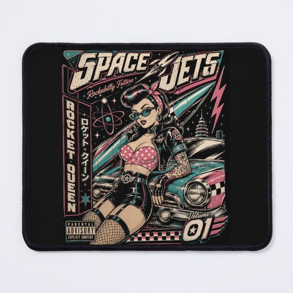 Item preview, Space Jets Rocket Queen Retro Futurism Pin Up Design designed and sold by ObsidianUruk.