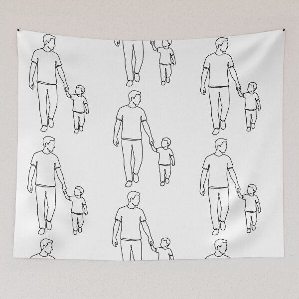 Item preview, Father and Son Walking Holding Hands Drawing Art designed and sold by FrankOliver.