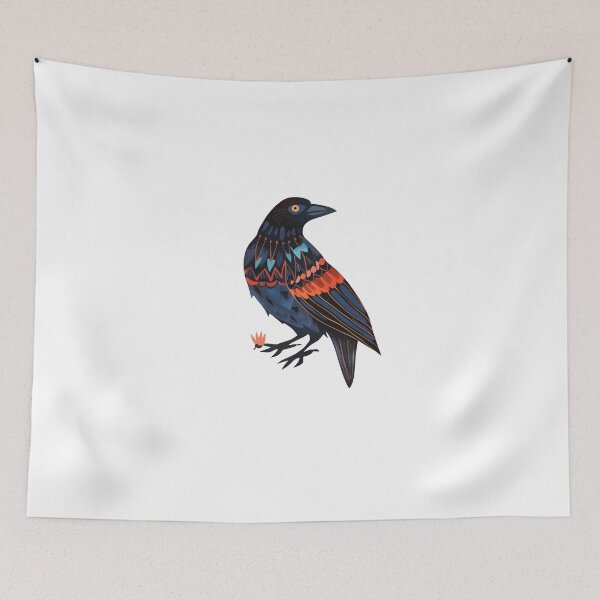 Item preview, Scandinavian Folk Art, Crow With Flower designed and sold by xiao xuans.