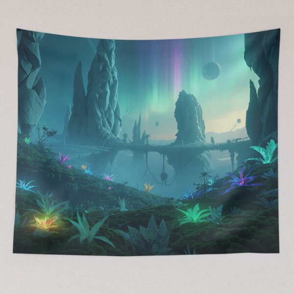 Item preview, Origami Sky Forest Bioluminescent Alien Landscape designed and sold by Luminous Wilds.