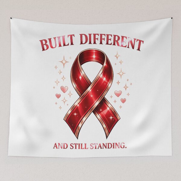 Item preview, BUILT DIFFERENT Sickle Cell Awareness Red Ribbon Spoonie Sticker designed and sold by Jaded's Cute Clips.