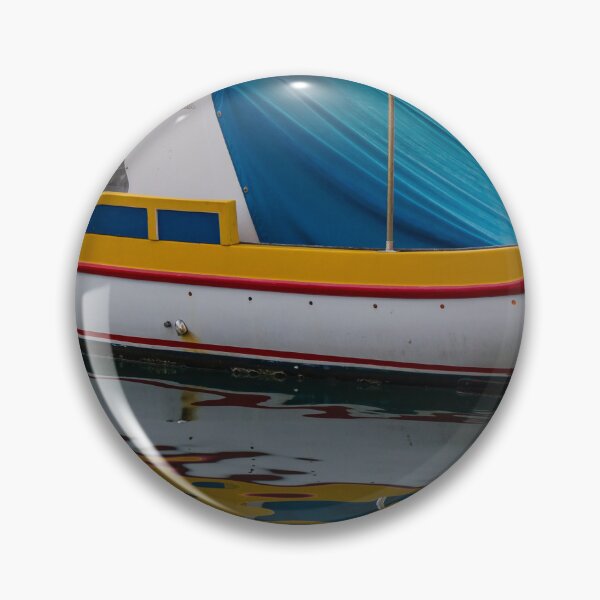 Item preview, Colorful Small Fishing Boat Docked in Harbor With Blue Cover and Water Reflection designed and sold by Nmallia.