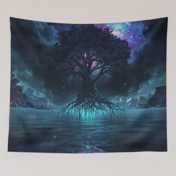 Item preview, Ink Nebula Mangrove Alien Fantasy Landscape designed and sold by Luminous Wilds.