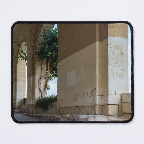 Item preview, Historic Stone Colonnade With Arched Walkway, Ivy‑Clad Columns and Bright Mediterranean Sky designed and sold by Nmallia.