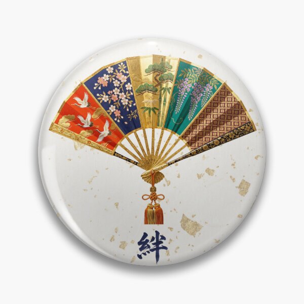 Item preview, Kizuna — Japanese Fan Art | Auspicious Kimono Pattern designed and sold by KimonoKotoba.