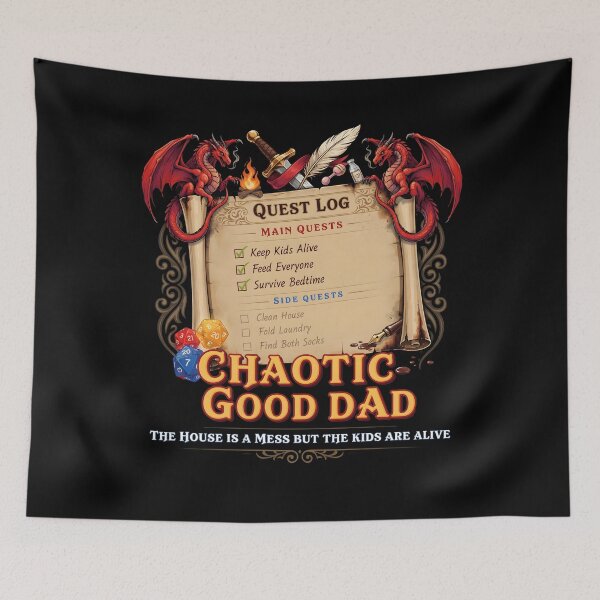 Item preview, Chaotic Good Dad The House is A Mess But The Kids are Alive Funny RPG Parenting designed and sold by Redgiant87x.