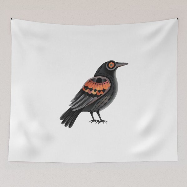Item preview, Scandinavian Folk Art, Crow With Flower designed and sold by xiao xuans.