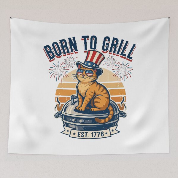 Item preview, BBQ King Patriotic Cat designed and sold by WikaKowalczyk.
