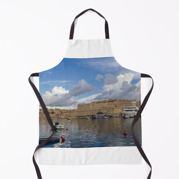 Item preview, Yachts and Small Boats Docked in Historic Harbour Beside Ancient Fort Walls Under Dramatic Sky designed and sold by Nmallia.