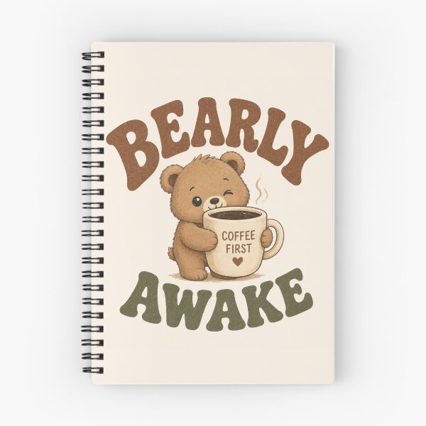 Item preview, Bearly Awake Cute Coffee Bear Retro Typography Design designed and sold by alchemist1636 .