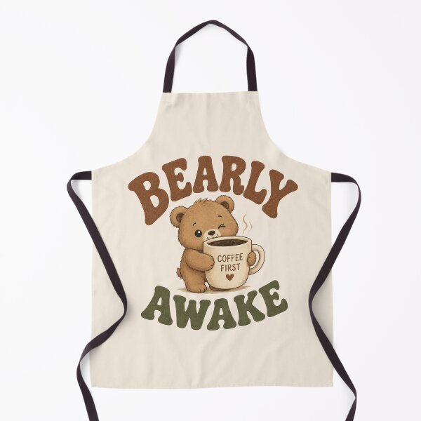 Item preview, Bearly Awake Cute Coffee Bear Retro Typography Design designed and sold by alchemist1636 .