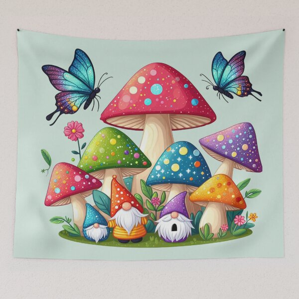 Item preview, Whimsical Gnomes Mushrooms and Butterflies designed and sold by NerdiPop.