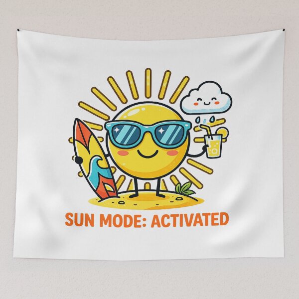 Item preview, Sun Mode Activated Cute Summer Sun Cartoon Surf Beach Fun Graphic designed and sold by MartBook.