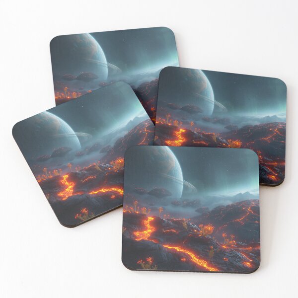 Item preview, Floating Lava Bloom Alien Fantasy Sky Landscape designed and sold by Luminous Wilds.