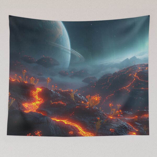 Item preview, Floating Lava Bloom Alien Fantasy Sky Landscape designed and sold by Luminous Wilds.