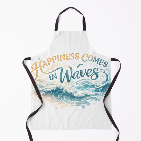 Item preview, Happiness Comes In Waves Ocean Watercolor Quote designed and sold by InkRevolt.