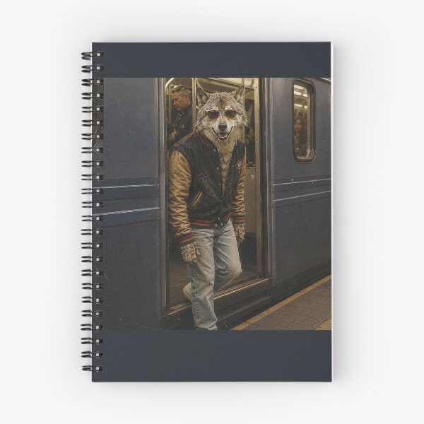 Item preview, Metro Alpha Wolf – Vintage 90s Subway Commuter Wolf Photo | Retro Varsity Jacket Animal Streetwear designed and sold by HOUSE OF TIST.
