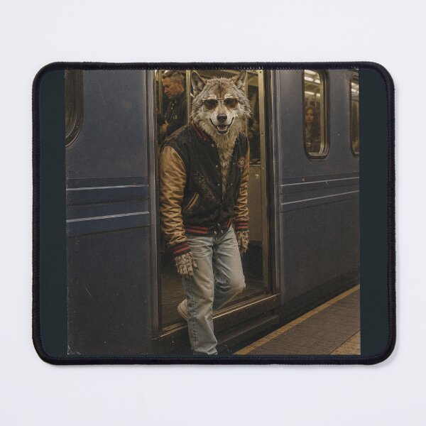 Item preview, Metro Alpha Wolf – Vintage 90s Subway Commuter Wolf Photo | Retro Varsity Jacket Animal Streetwear designed and sold by HOUSE OF TIST.