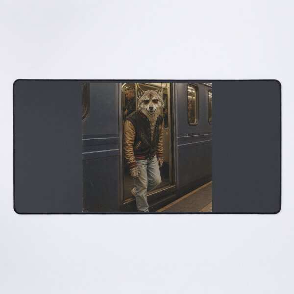 Item preview, Metro Alpha Wolf – Vintage 90s Subway Commuter Wolf Photo | Retro Varsity Jacket Animal Streetwear designed and sold by HOUSE OF TIST.