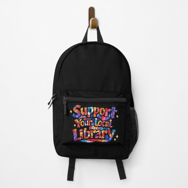 Item preview, Support Your Local Library Rainbow Sketch Lettering Artistic Glasswork With illuminations Scattered Touches of Colors designed and sold by sadedream.