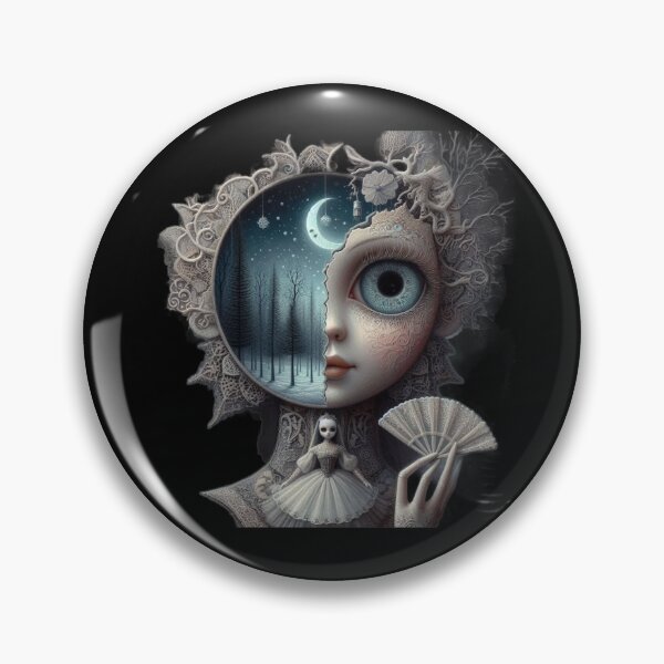 Item preview, Gothic Winter Solstice Muse with Lace Fan and Crescent Moon designed and sold by LujziWorld.