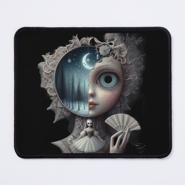 Item preview, Gothic Winter Solstice Muse with Lace Fan and Crescent Moon designed and sold by LujziWorld.