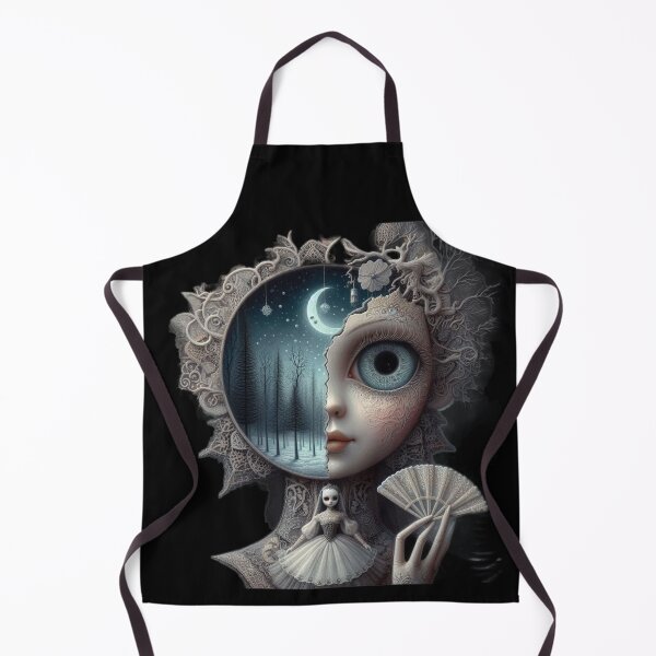 Item preview, Gothic Winter Solstice Muse with Lace Fan and Crescent Moon designed and sold by LujziWorld.