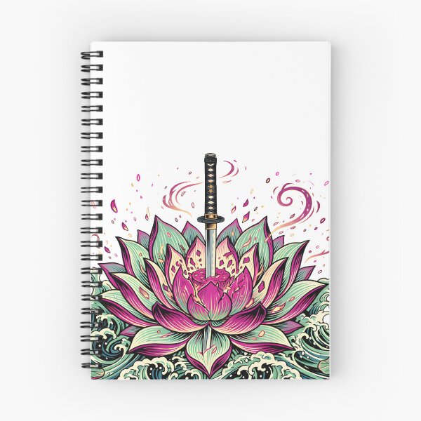 Item preview, Ukiyo-e Katana Lotus Flower Traditional Japanese Woodblock Art designed and sold by Sunday Social Club.