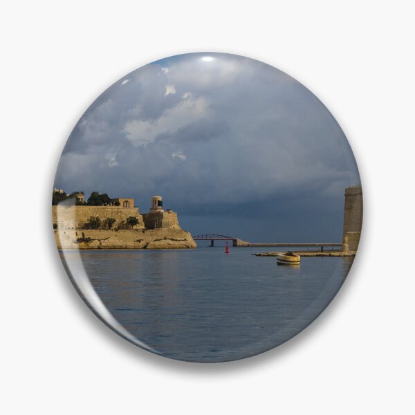 Item preview, Historic Mediterranean Harbor With Stone Fort, Calm Water and Dramatic Cloud Sky designed and sold by Nmallia.