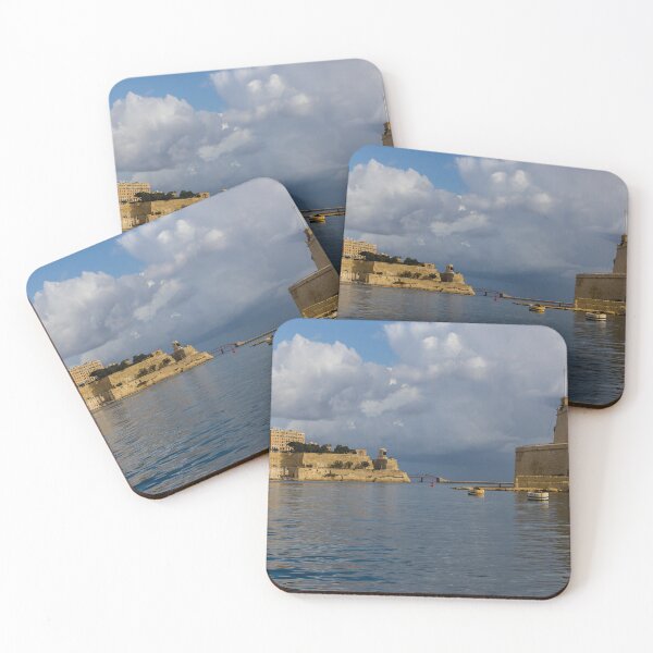 Item preview, Historic Mediterranean Harbor With Stone Fort, Calm Water and Dramatic Cloud Sky designed and sold by Nmallia.