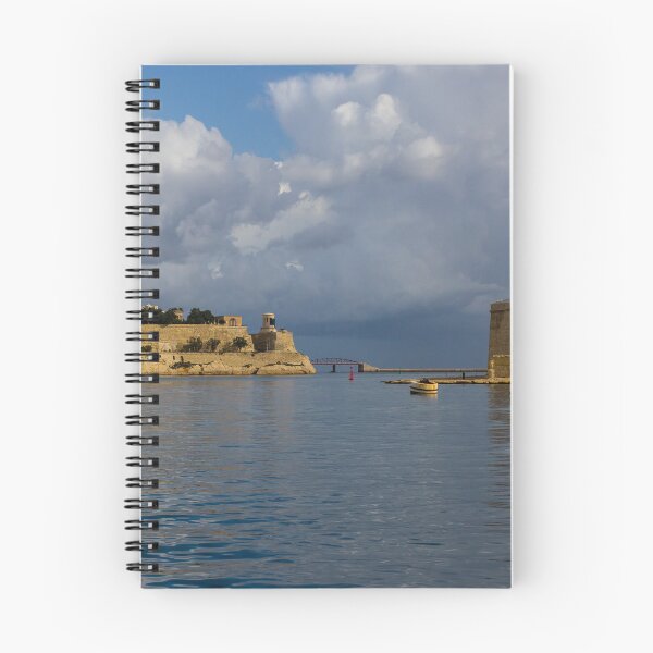 Item preview, Historic Mediterranean Harbor With Stone Fort, Calm Water and Dramatic Cloud Sky designed and sold by Nmallia.