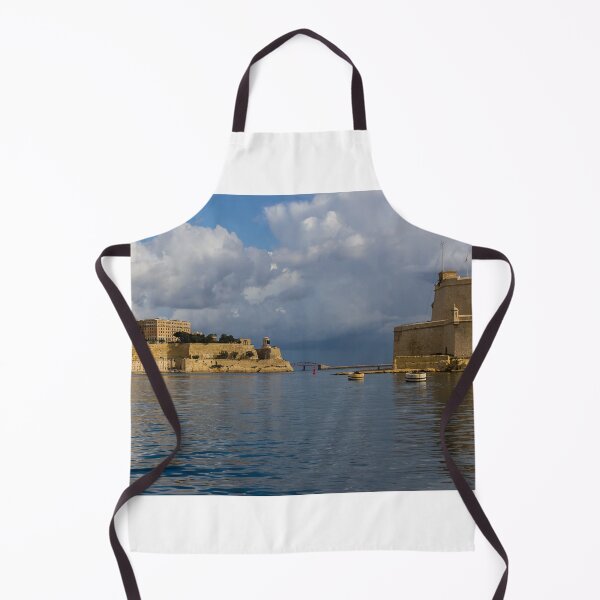Item preview, Historic Mediterranean Harbor With Stone Fort, Calm Water and Dramatic Cloud Sky designed and sold by Nmallia.