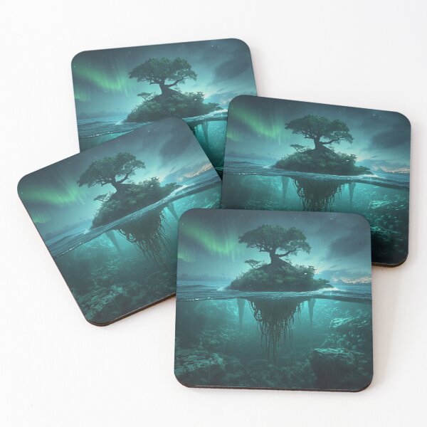 Item preview, Skyroot Ocean Aurora Alien Fantasy Landscape designed and sold by Luminous Wilds.