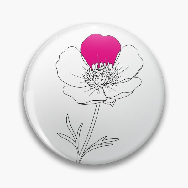 Item preview, Black outline drawing of a buttercup flower with a stem and leaves designed and sold by wallartofmio.