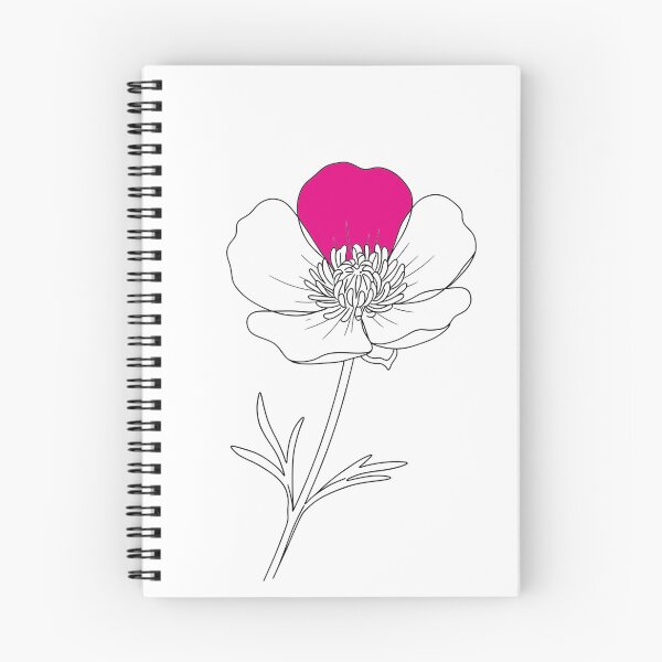 Item preview, Black outline drawing of a buttercup flower with a stem and leaves designed and sold by wallartofmio.