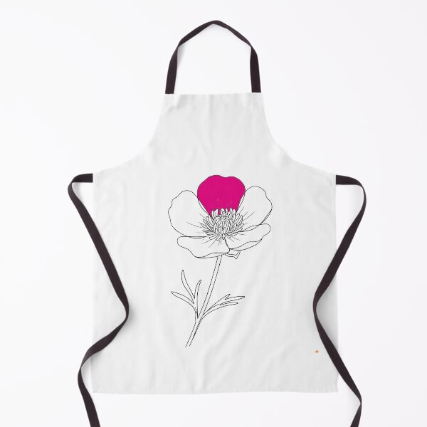 Item preview, Black outline drawing of a buttercup flower with a stem and leaves designed and sold by wallartofmio.