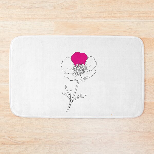 Item preview, Black outline drawing of a buttercup flower with a stem and leaves designed and sold by wallartofmio.