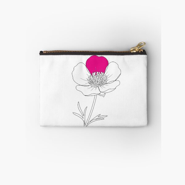 Item preview, Black outline drawing of a buttercup flower with a stem and leaves designed and sold by wallartofmio.