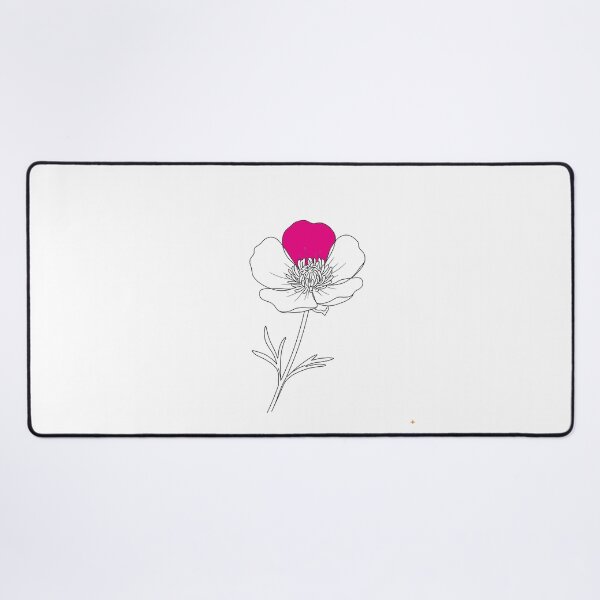 Item preview, Black outline drawing of a buttercup flower with a stem and leaves designed and sold by wallartofmio.