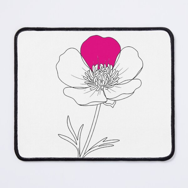 Item preview, Black outline drawing of a buttercup flower with a stem and leaves designed and sold by wallartofmio.