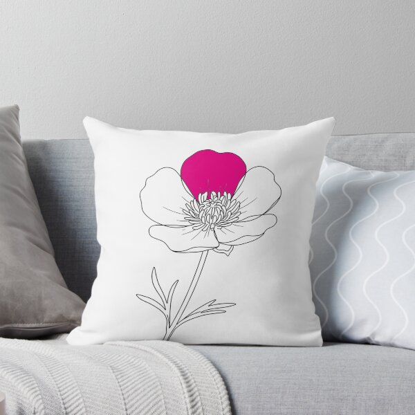 Item preview, Black outline drawing of a buttercup flower with a stem and leaves designed and sold by wallartofmio.